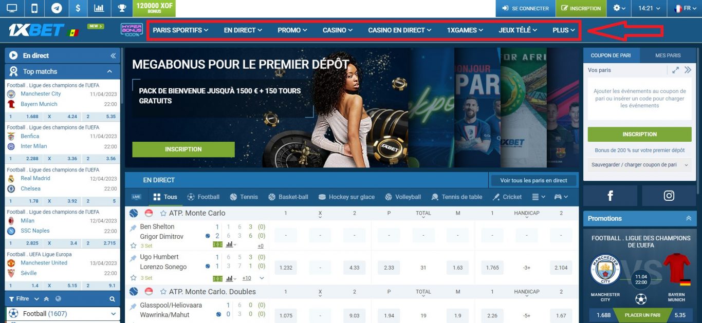 Inscription et création d'un compte avant 1xBet connexion