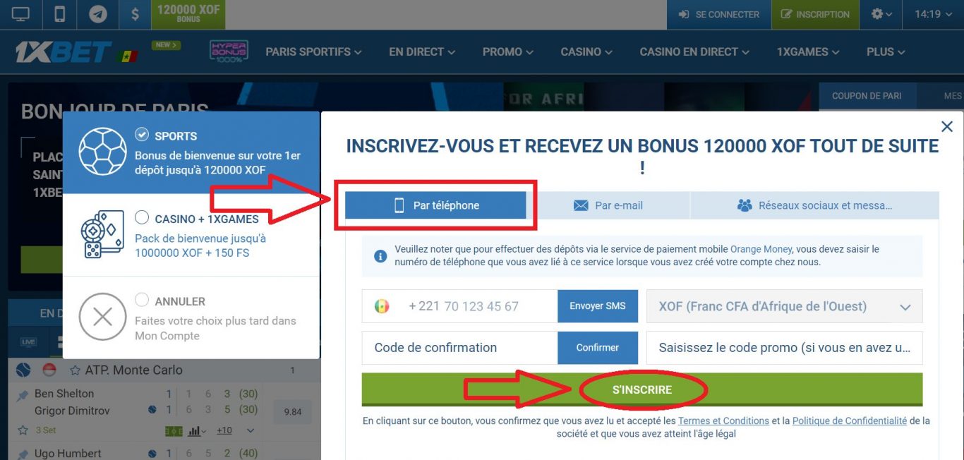 Diverses méthodes de se connecter à mon compte 1xBet